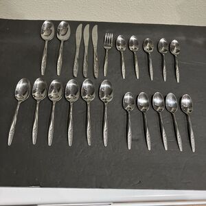 Superior RADIANT ROSE Set Of 22 Flatware USA Stainless Steel Set Vintage MCM